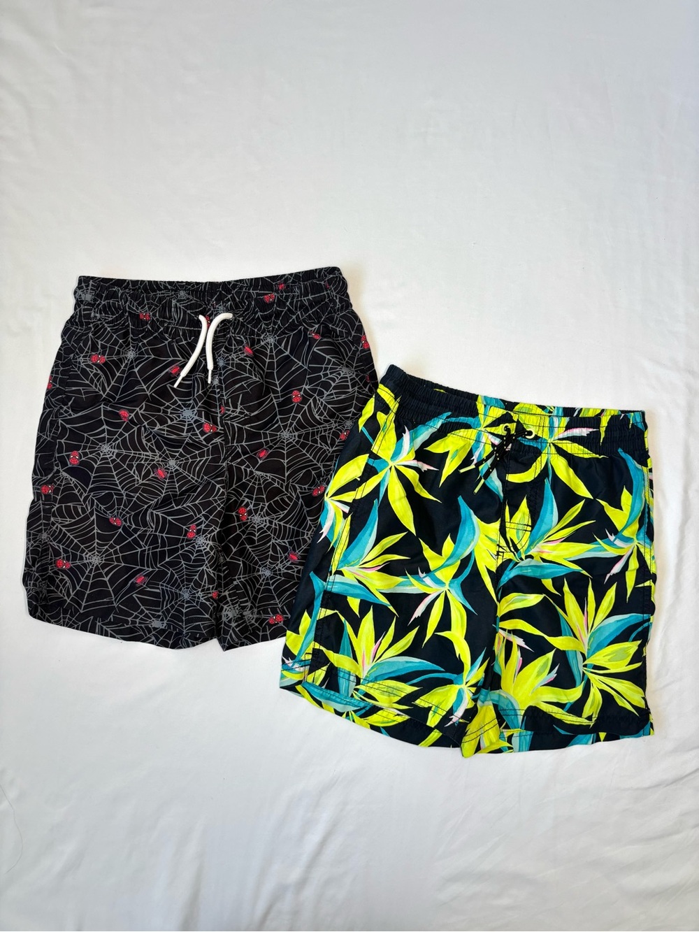 Boys Swim Shorts Bundle - Spider-Man & Tropical Print Size 10/12